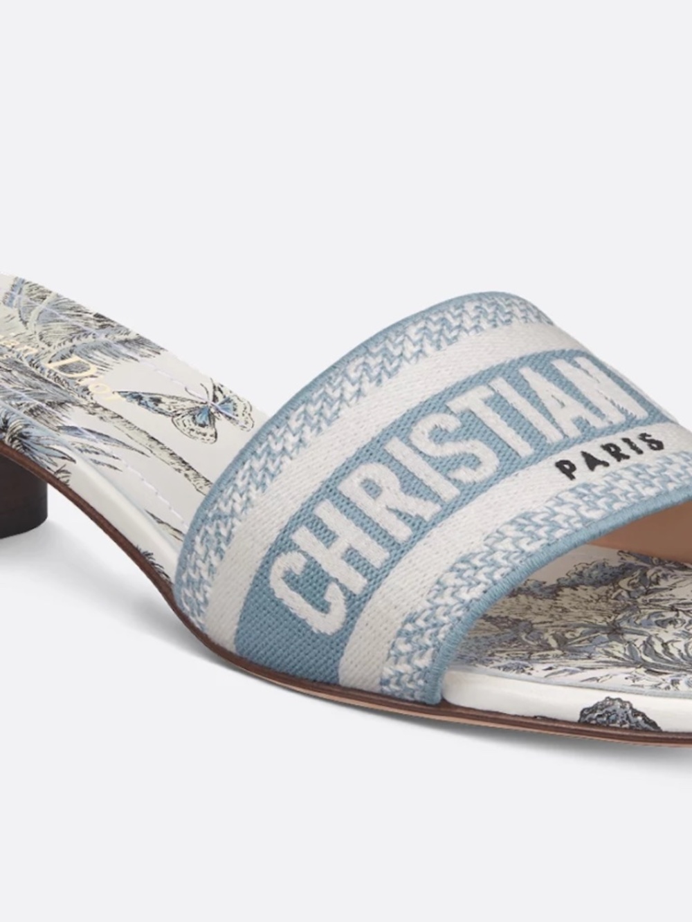 Christian Dior Dway Heeled Slide Blue White TDJ Palms Logo Heel Sandal 41 - Picture 8 of 8